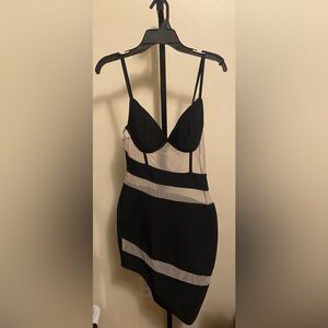 AKIRA Women's Asymmetric Black Cream Dress L